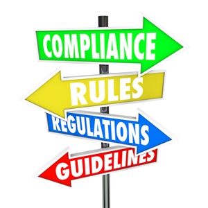 he words Compliance, Rules, Regulations and Guidelines on color
