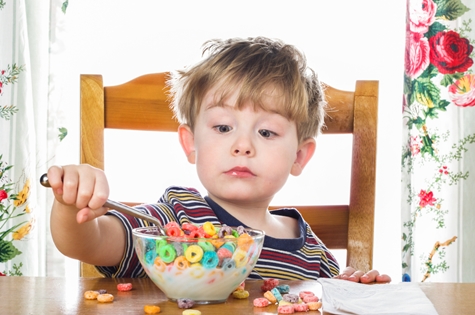 Child with too much sugar in cereal 